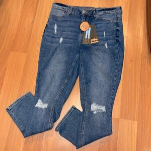Copper Flash Premium Denim Jeans High Rise Distressed  Women’s Size 14 NWT